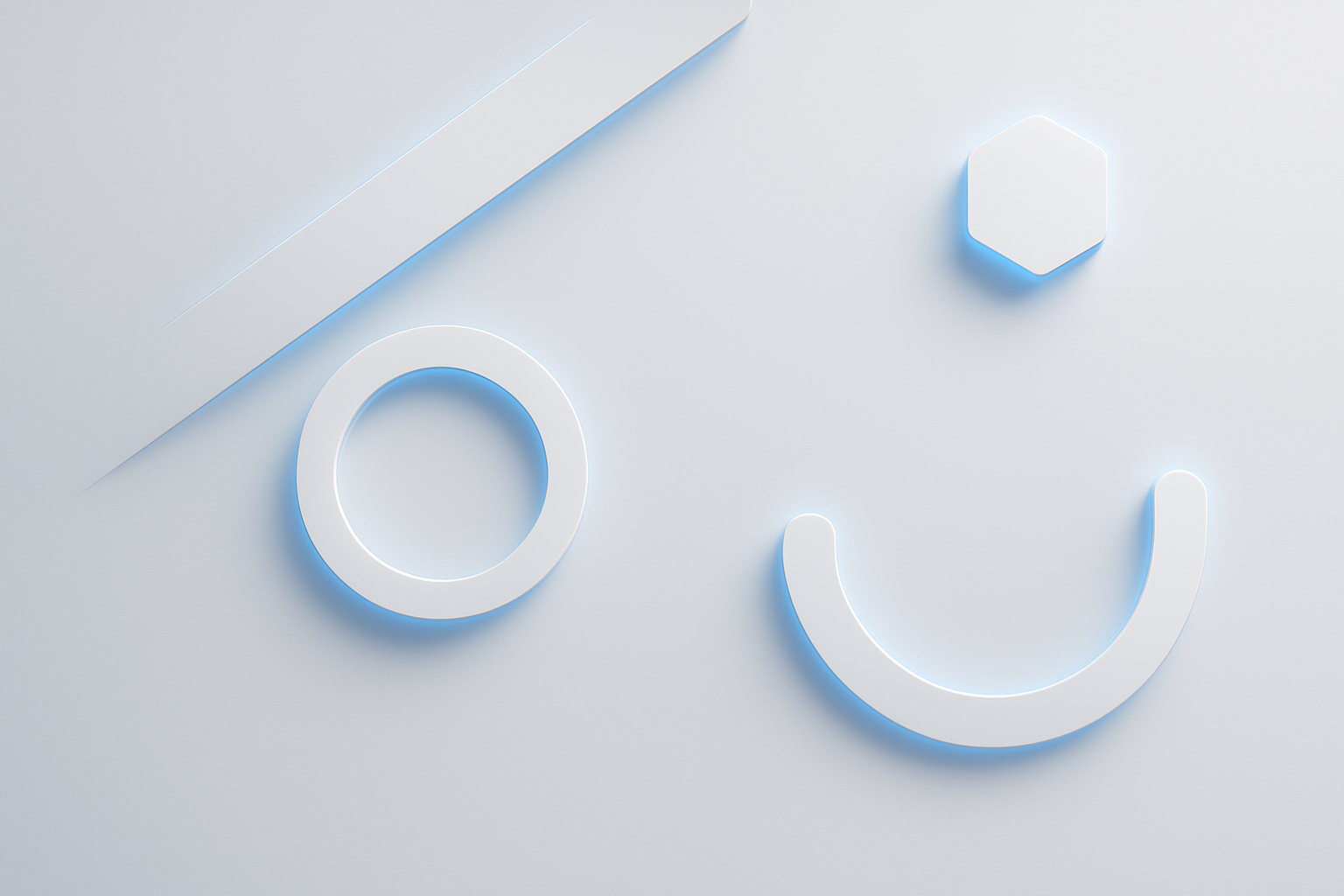Futuristic minimal background with glowing blue accents, sleek abstract shapes, clean modern style, what and electric blue color theme